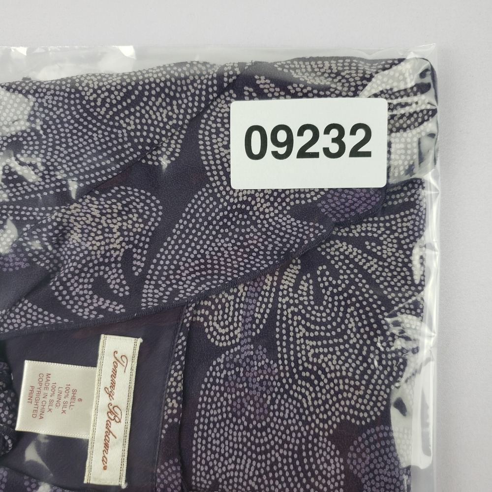 Tommy Bahama Blouse Women's Size 6‎ Purple Floral Sleeveless Sheer Lined Top - Picture 8 of 8